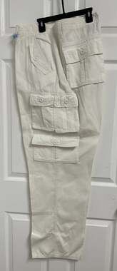 Vintage PJ Mark Cargo Pants Mens Straight Leg Cream Pockets Sz48W/33L SEE PICS